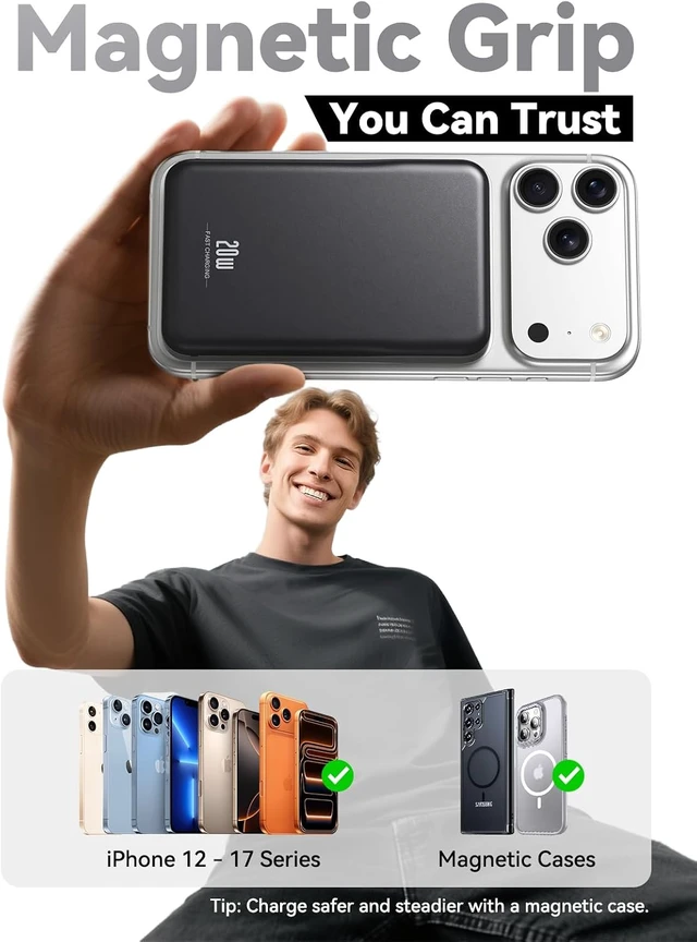 Alt view image 3 of 6 - Magnetic Portable Charger 10000mAh, Fast Charging MagSafe Battery Pack