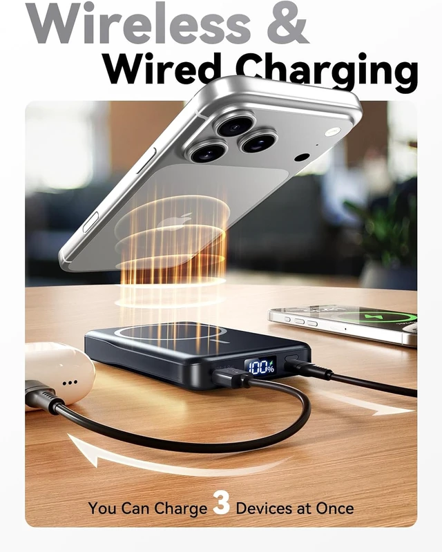 Alt view image 5 of 6 - Magnetic Portable Charger 10000mAh, Fast Charging MagSafe Battery Pack