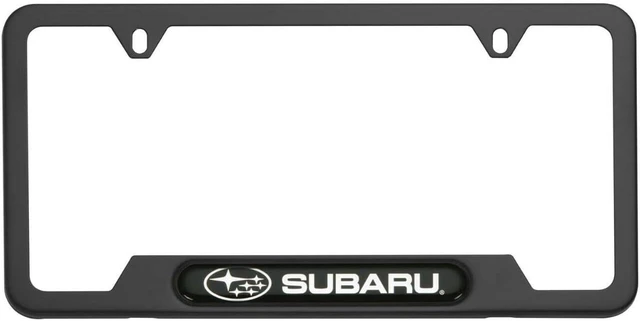 Main image of Logo License Plate Frame SOA342L167 Matte Black Outback Legacy Wrx STi Impreza Forester Crosstrek Brz Ascent Solterra Tribeca Trailseeker Uncharted Genuine OEM