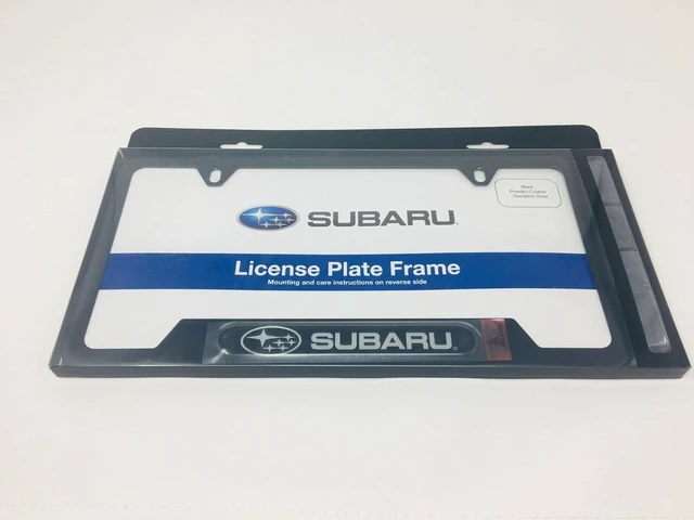 Alt view image 2 of 3 - Logo License Plate Frame SOA342L167 Matte Black Outback Legacy Wrx STi Impreza Forester Crosstrek Brz Ascent Solterra Tribeca Trailseeker Uncharted Genuine OEM