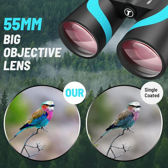 Alt view image 4 of 7 - 15x55 UHD Binoculars for Adults High Powered with Phone Adapter - Large View, BAK4 Prism, Waterproof, Lightweight for Bird Watching, Hunting, Cruise, Travel, Camping (Blue)