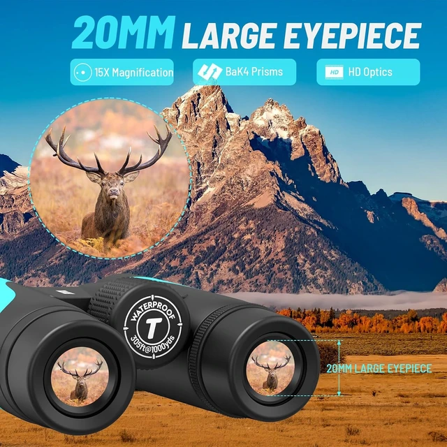 Alt view image 5 of 7 - 15x55 UHD Binoculars for Adults High Powered with Phone Adapter - Large View, BAK4 Prism, Waterproof, Lightweight for Bird Watching, Hunting, Cruise, Travel, Camping (Blue)