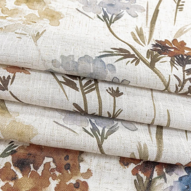 Alt view image 7 of 7 - Floral Linen Curtains 84 inch Length 2 Panels Set Summer Flower Patterned Semi Sheer Light Filtering Privacy Farmhouse Grommet Drapes for Living/Dining Room, Yellow, W52 x L84, Pack-2