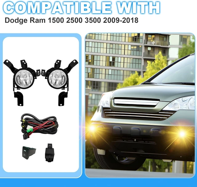 Alt view image 6 of 7 - Driving Fog Lights Lamps Compatible With 2007 2008 2009 Honda CRV Front Bumper Lamps with H11 12V 55W Halogen Bulbs & Switch and Wiring Kit (Clear Lens)