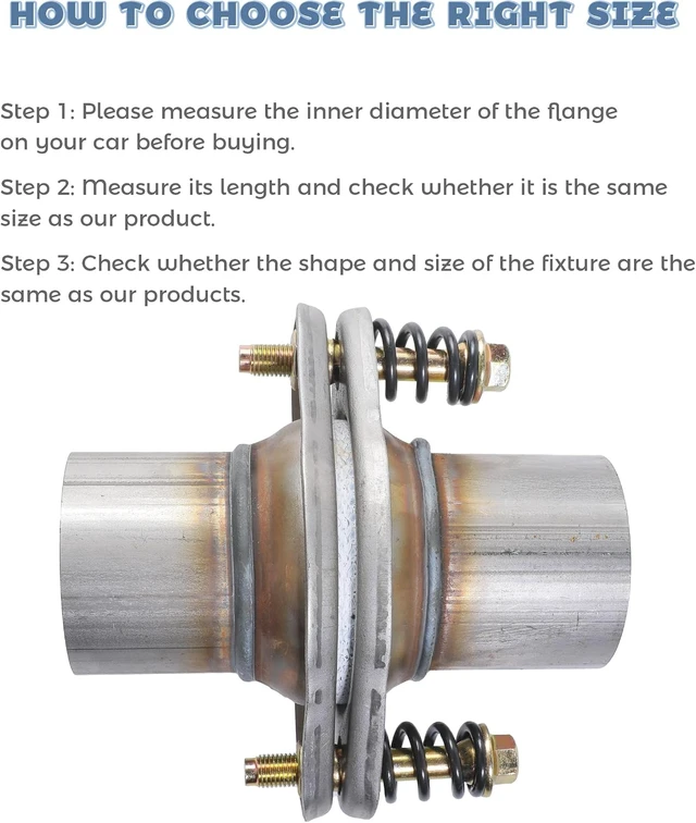 Alt view image 5 of 6 - Exhaust Flange,Car Accessories,1.75" 2" 2.25" 2.5" Exhaust Flex Spring Flanges,Exhausts Flange Spring Joint with Bolt and Gasket,Automotive Replacement,Suitable for Cars Trucks SUVs (2.5")
