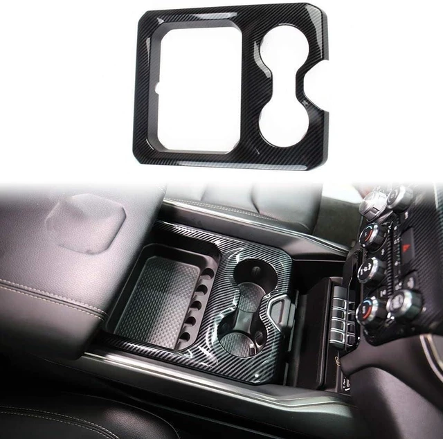 Main image of Carbon Fiber Style Center Console Front Armrest Cup Holder Cover Trim Accessories for Dodge Ram 1500 2500 3500 2019-2026 (Model A)
