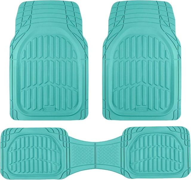 Main image of Heavy Duty Rubber 4-Piece Teal Car Floor Mats - Universal Trimmable All-Weather Car Accessories - Girl Car Accessories for Women & Cute Car Mats for Women for Girly Car Decor, Truck, & SUV