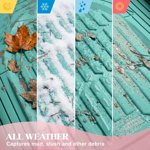 Alt view image 5 of 7 - Heavy Duty Rubber 4-Piece Teal Car Floor Mats - Universal Trimmable All-Weather Car Accessories - Girl Car Accessories for Women & Cute Car Mats for Women for Girly Car Decor, Truck, & SUV