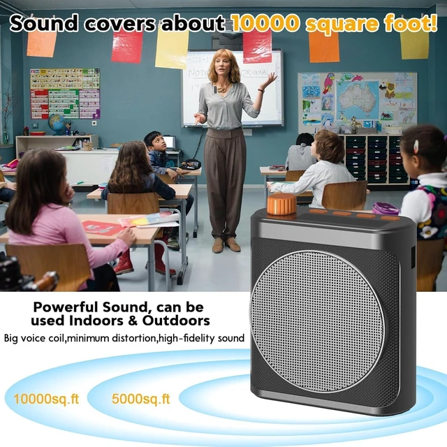Alt view image 4 of 7 - Voice Amplifier Wireless Microphone for Teachers/Classroom/Yoga/Meeting,Portable Bluetooth Speaker with 2pcs Clip-On Magnetic Wireless Lavalier Lapel Microphones Mini Megaphone Speaker PA System Black