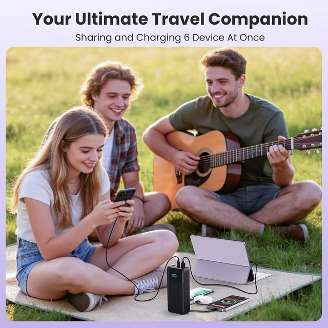 Alt view image 7 of 7 - Portable Charger Power Bank 50800mAh,25W USB C Fast Charging Battery Pack with 3 Built in Cables & LED Display,6 Output 2 Input Travel Essentials Phone Charger for iPhone 17/16/15,Galaxy,Android etc