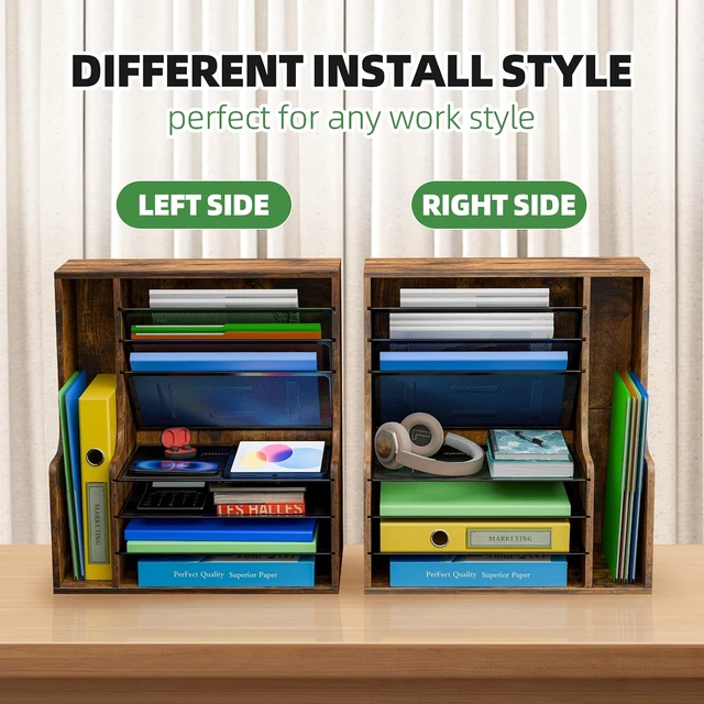 Alt view image 5 of 7 - 7- Tier Desk File Organizer, Paper Organizer, Rustic Brown