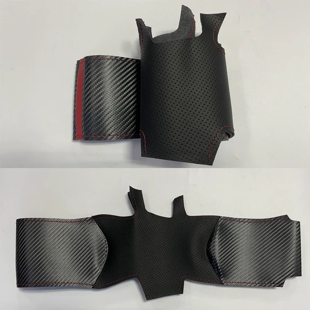 Alt view image 6 of 7 - DIY Stitching Carbon Fiber Steering Wheel Cover for Subaru WRX STI and Levorg 2015 2016 2017 2018 2019 / STI S209 2019 15 inches Leather Interior Accessories