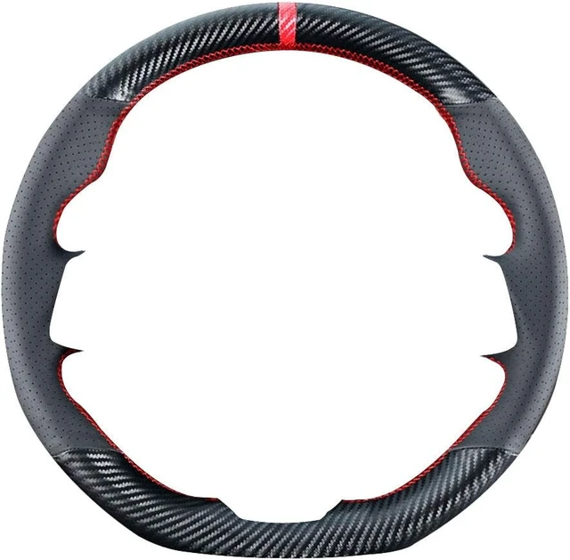 Alt view image 7 of 7 - DIY Stitching Carbon Fiber Steering Wheel Cover for Subaru WRX STI and Levorg 2015 2016 2017 2018 2019 / STI S209 2019 15 inches Leather Interior Accessories