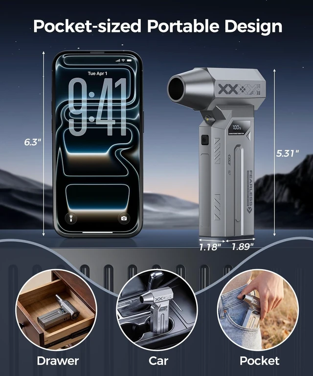 Alt view image 5 of 7 - Compressed Air Duster-280000 RPM Super Powerful Electric Air Duster,4-Gear Adjustable PC Cleaning Kit with LCD Screen & LED Light,Fast Charging Air Blower for PC,Keyboard,Car,Home
