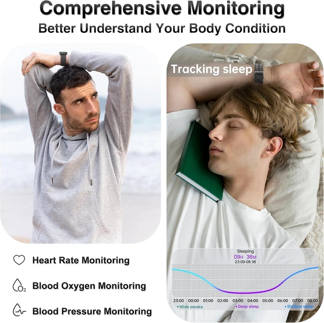 Alt view image 3 of 7 - Fitness Tracker, Smart Watches for Women Men with 24/7 Heart Rate/Blood Pressure/Blood Oxygen Monitor, Sleep Tracker, Calories&Step Counter, IP68 Waterproof Health Activity Trackers for Android&iPhone