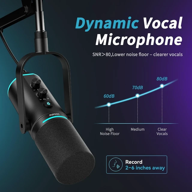 Alt view image 2 of 7 - PUPGSIS XLR/USB Dynamic Podcast Microphone for Streaming/Recording/Gaming