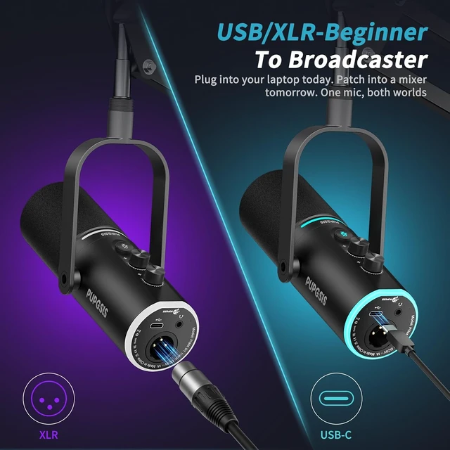 Alt view image 5 of 7 - PUPGSIS XLR/USB Dynamic Podcast Microphone for Streaming/Recording/Gaming