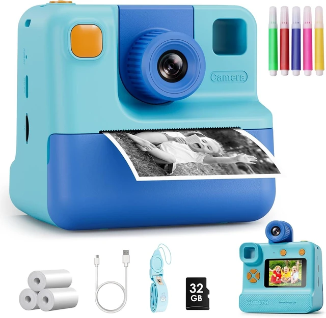 Main image of Kids Camera Instant Print, Christmas Birthday Gifts for Girl Boys 3-12 Years Old, FHD Selfie Digital Video Cameras Toddler 3 Rolls Print Paper & 32G Card (Blue)
