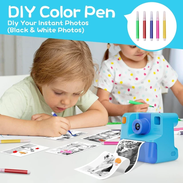Alt view image 4 of 6 - Kids Camera Instant Print, Christmas Birthday Gifts for Girl Boys 3-12 Years Old, FHD Selfie Digital Video Cameras Toddler 3 Rolls Print Paper & 32G Card (Blue)