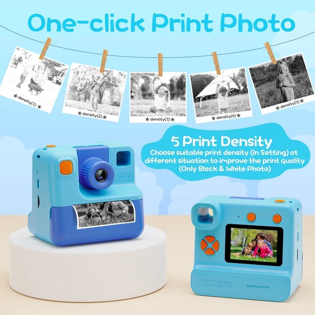 Alt view image 5 of 6 - Kids Camera Instant Print, Christmas Birthday Gifts for Girl Boys 3-12 Years Old, FHD Selfie Digital Video Cameras Toddler 3 Rolls Print Paper & 32G Card (Blue)