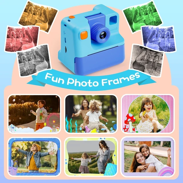 Alt view image 6 of 6 - Kids Camera Instant Print, Christmas Birthday Gifts for Girl Boys 3-12 Years Old, FHD Selfie Digital Video Cameras Toddler 3 Rolls Print Paper & 32G Card (Blue)