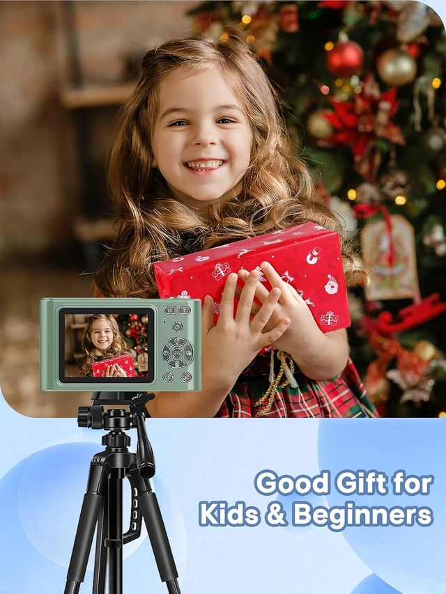 Alt view image 6 of 6 - Digital Camera, 44MP Full HD 1080P Point and Shoot Camera with 64GB Card, Anti Shake 16X Zoom Compact Volg Cameras, Portable Small Camara Gift for Kids, Ages Teen Girl Boy - Green