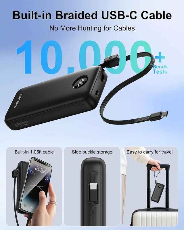 Alt view image 3 of 7 - 45W Portable Charger, 20000mAh Power Bank Fast Charging Battery Pack
