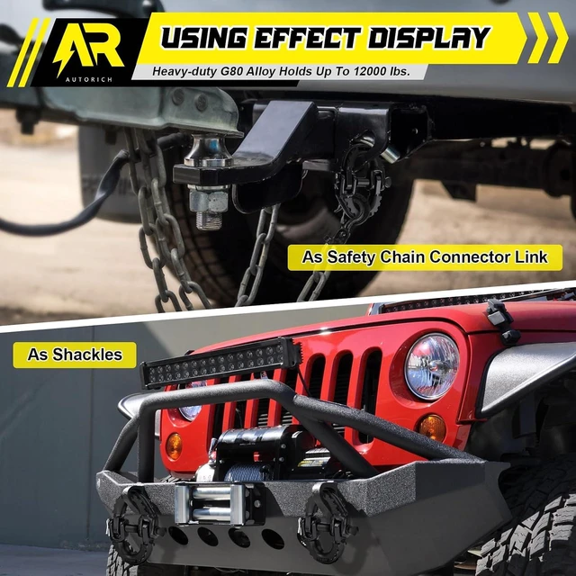 Alt view image 6 of 6 - Safety Chain Connector Link, 1/2IN Tow Hitch Hammerlock Coupling Link, 2 Pack G80 Alloy Steel Tow Chain Connector, Quick Install & Remove, 12000 lbs Load Limit, Black