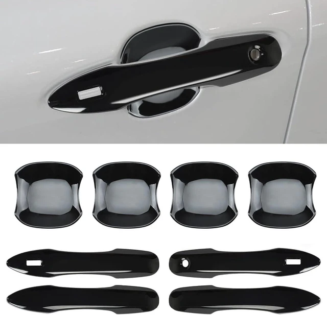 Main image of Car Door Handle Covers Door Bowl Cover Compatible for 2018-2023 2024 2025 Toyota Camry Accessories Door Handle ProtectorsTrim with Auto 2 Lock Sensors Holes Glossy Black