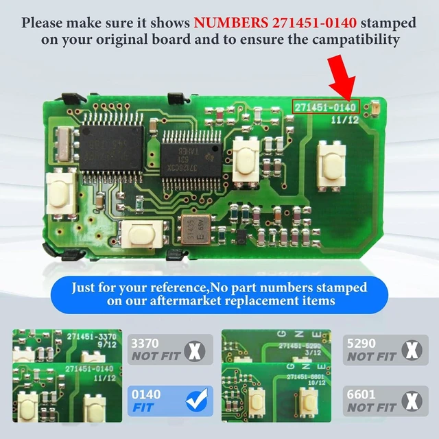 Alt view image 3 of 7 - Keyless Entry Smart Proximity Key Fob Replacement for Toyota Highlander 2008-2013 HYQ14AAB 271451-0140 Board 89904-48110 4 Button 314.3MHz(for SUV ONLY)
