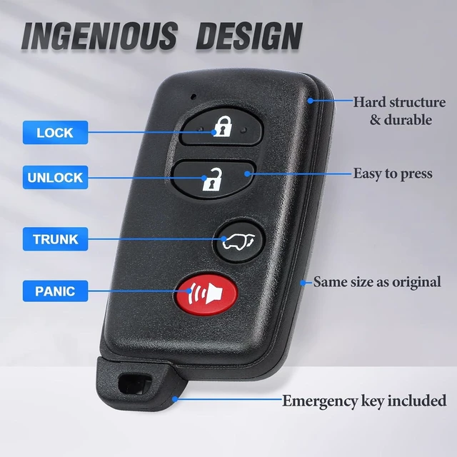 Alt view image 7 of 7 - Keyless Entry Smart Proximity Key Fob Replacement for Toyota Highlander 2008-2013 HYQ14AAB 271451-0140 Board 89904-48110 4 Button 314.3MHz(for SUV ONLY)