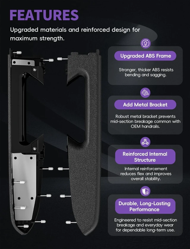 Alt view image 4 of 7 - Door Panel Armrest for Chevy Silverado GMC Sierra 2010-2014 Black