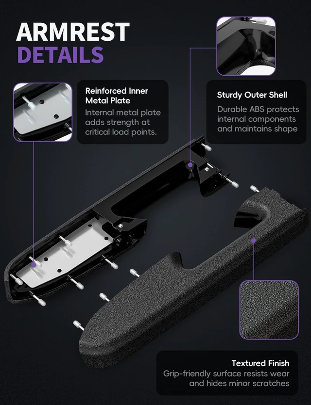 Alt view image 5 of 7 - Door Panel Armrest for Chevy Silverado GMC Sierra 2010-2014 Black