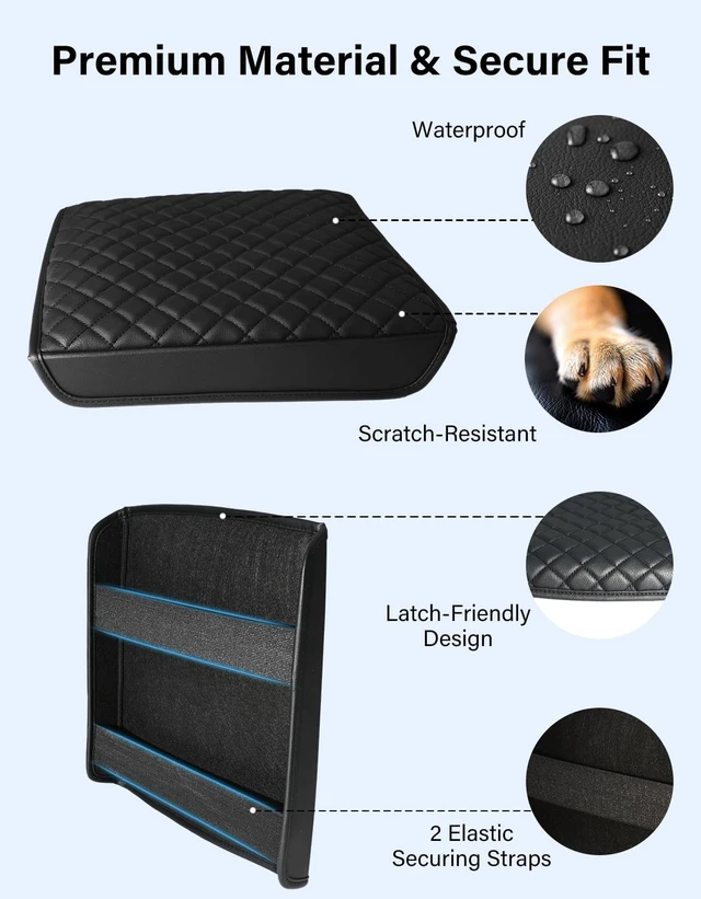 Alt view image 5 of 7 - Center Console Armrest Cover for 2021-2026 Cadillac Escalade Black