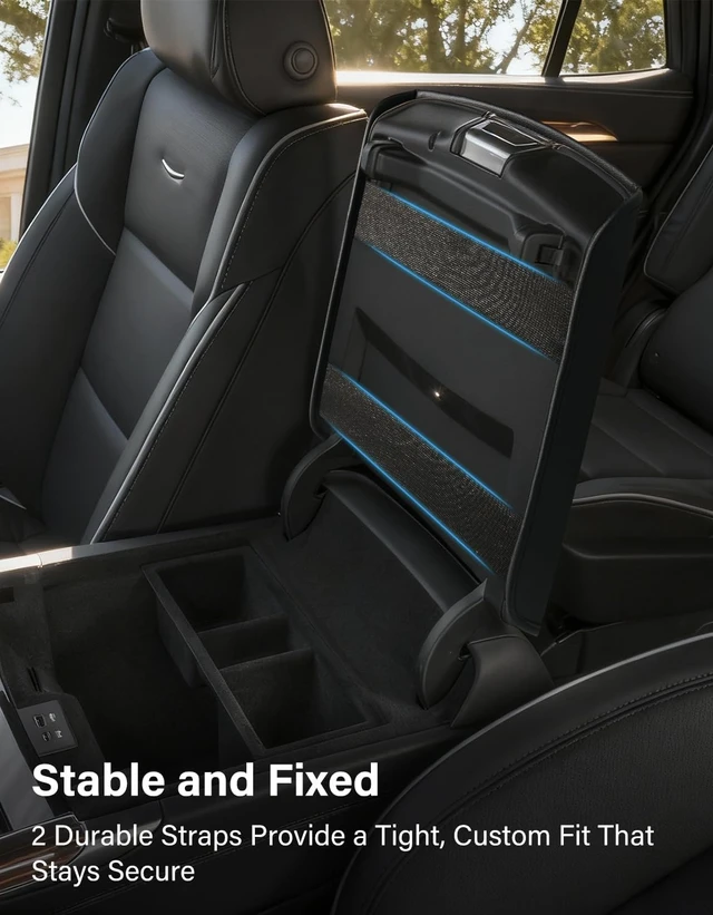 Alt view image 6 of 7 - Center Console Armrest Cover for 2021-2026 Cadillac Escalade Black