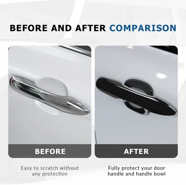 Alt view image 2 of 7 - Car Door Handle Covers Door Bowl Cover Compatible for 2018-2023 2024 2025 Toyota Camry Accessories Door Handle ProtectorsTrim with Auto 2 Lock Sensors Holes Glossy Black
