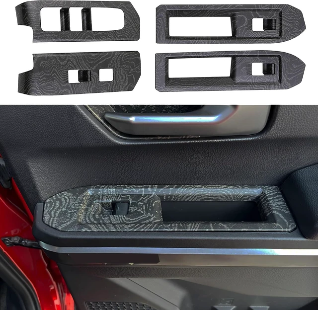 Alt view image 2 of 7 - Window Lift Panel Cover for Toyota Tacoma 2024 2025 2026 Interior Accessories (NOT Fit 4-Runner) Center Console ABS Door Handle Switch Decor Trim Black Wood