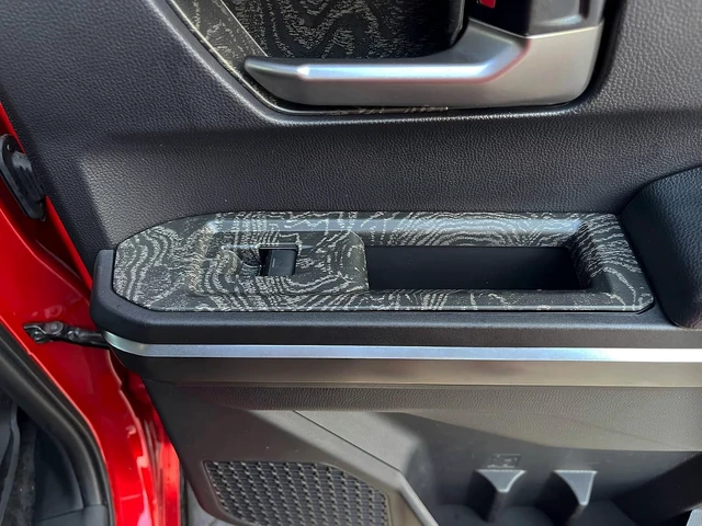Alt view image 3 of 7 - Window Lift Panel Cover for Toyota Tacoma 2024 2025 2026 Interior Accessories (NOT Fit 4-Runner) Center Console ABS Door Handle Switch Decor Trim Black Wood