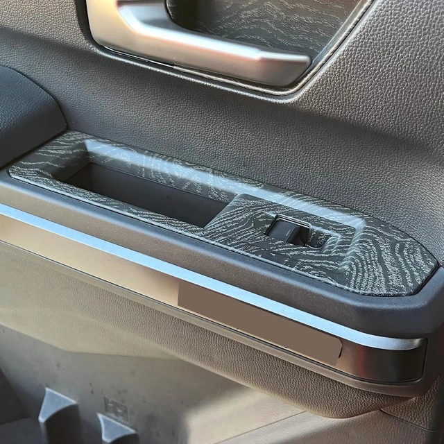 Alt view image 4 of 7 - Window Lift Panel Cover for Toyota Tacoma 2024 2025 2026 Interior Accessories (NOT Fit 4-Runner) Center Console ABS Door Handle Switch Decor Trim Black Wood