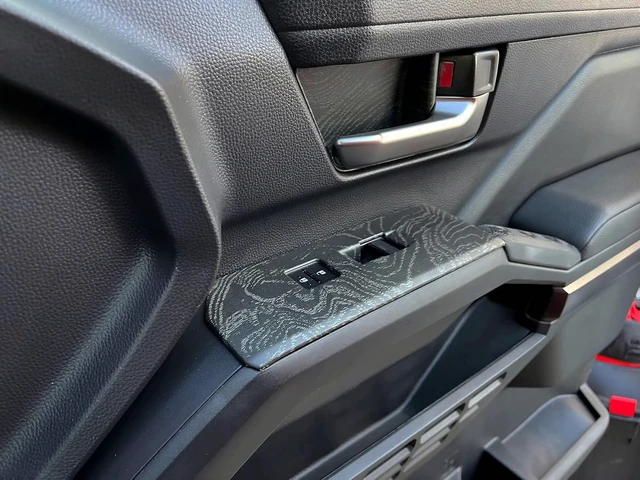 Alt view image 5 of 7 - Window Lift Panel Cover for Toyota Tacoma 2024 2025 2026 Interior Accessories (NOT Fit 4-Runner) Center Console ABS Door Handle Switch Decor Trim Black Wood