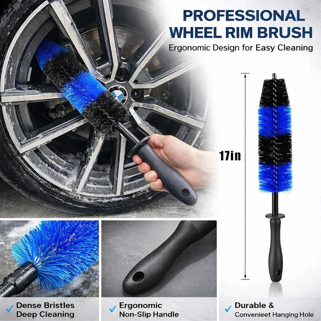 Alt view image 5 of 7 - 36Pcs Car Detailing Kit, Car Detailing Brush Set, Car Wash Cleaning Kit, Car Detailing Brushes, Professional Car Care Kit for Interior Exterior Wheels, Blue