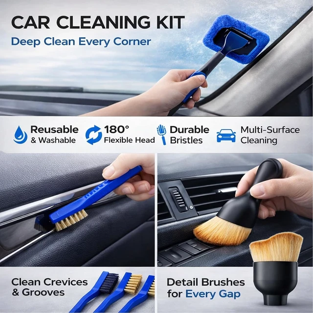 Alt view image 7 of 7 - 36Pcs Car Detailing Kit, Car Detailing Brush Set, Car Wash Cleaning Kit, Car Detailing Brushes, Professional Car Care Kit for Interior Exterior Wheels, Blue