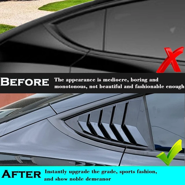 Alt view image 3 of 5 - for Model 3 Rear Side Window Shutter Cover Louver-Glossy Black