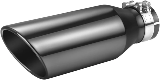Main image of Black Chrome Exhaust Tips 2.5" Inlet, 2.5" Inlet 4" Outlet 12" Length Clamp on Universal Never Fading Stainless Steel Muffler Tip