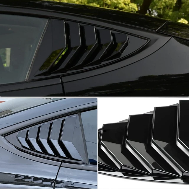 Alt view image 5 of 5 - for Model 3 Rear Side Window Shutter Cover Louver-Glossy Black