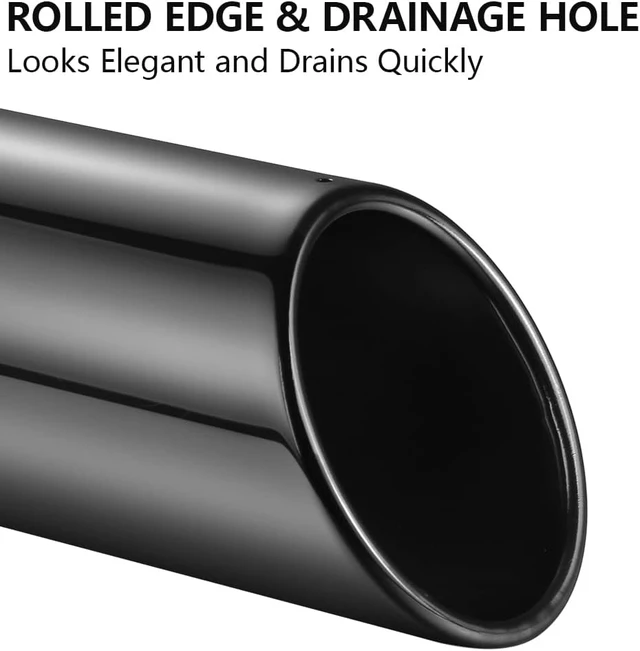 Alt view image 2 of 7 - Black Chrome Exhaust Tips 2.5" Inlet, 2.5" Inlet 4" Outlet 12" Length Clamp on Universal Never Fading Stainless Steel Muffler Tip