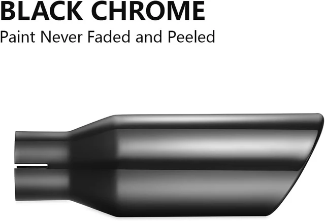Alt view image 5 of 7 - Black Chrome Exhaust Tips 2.5" Inlet, 2.5" Inlet 4" Outlet 12" Length Clamp on Universal Never Fading Stainless Steel Muffler Tip