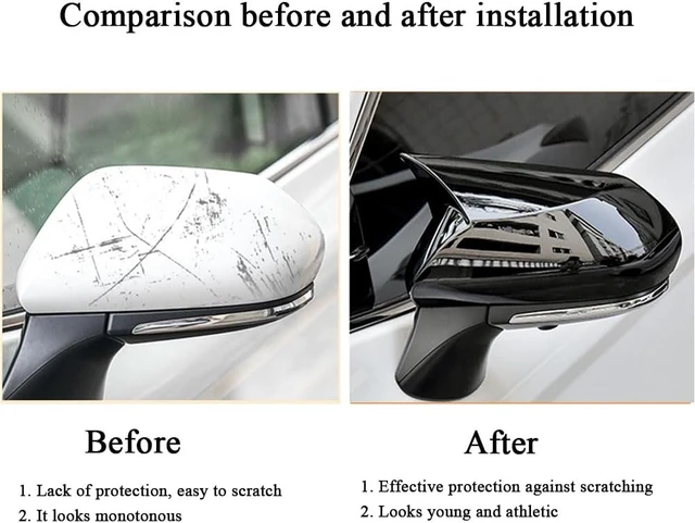 Alt view image 4 of 7 - Door Side Mirror Cover for Toyota Camry 2018 2019 2020 2021 2022 2023 2024 2025 2026 Outer Cover of Horn Side Rearview Mirror Cover Accessories Decoration Cover Trims ABS Plastic 2PCS (Black)