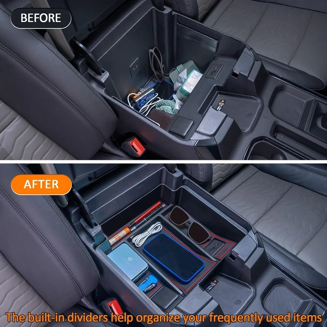 Alt view image 5 of 7 - 22-26 Red Refreshed Full Tray Compatible with 2022-2026 Silverado/Sierra 1500 and 2024-2026 Chevy Silverado/GMC Sierra 2500HD 3500HD, Armrest Organizer (Full Console w/Bucket Seats ONLY)