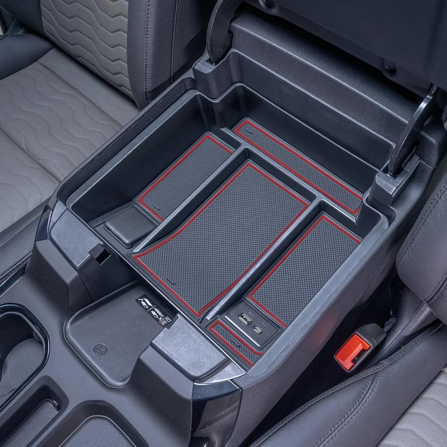 Alt view image 7 of 7 - 22-26 Red Refreshed Full Tray Compatible with 2022-2026 Silverado/Sierra 1500 and 2024-2026 Chevy Silverado/GMC Sierra 2500HD 3500HD, Armrest Organizer (Full Console w/Bucket Seats ONLY)